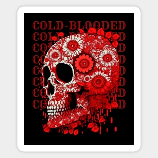 Red Flowers Skull Cold-Blooded Sticker